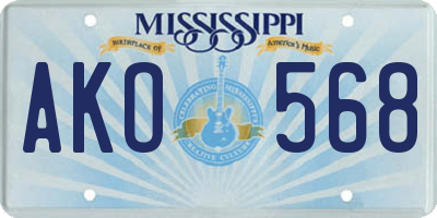 MS license plate AKO568