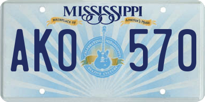 MS license plate AKO570
