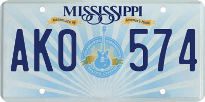 MS license plate AKO574