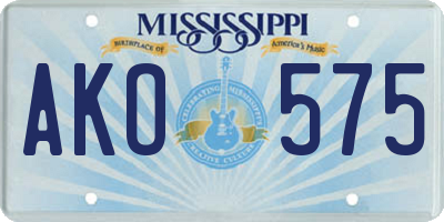 MS license plate AKO575
