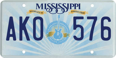MS license plate AKO576