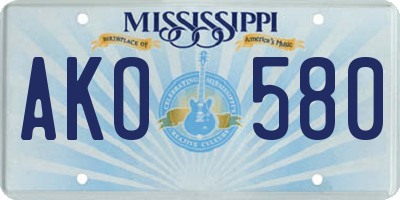 MS license plate AKO580