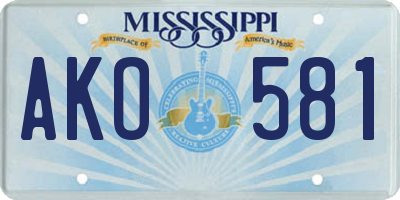 MS license plate AKO581