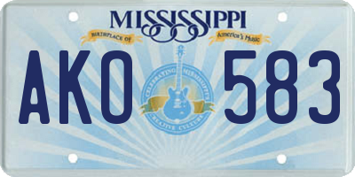 MS license plate AKO583