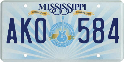 MS license plate AKO584