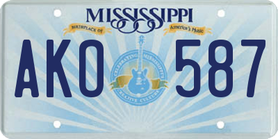 MS license plate AKO587