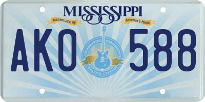 MS license plate AKO588