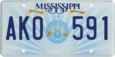 MS license plate AKO591