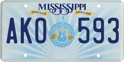 MS license plate AKO593