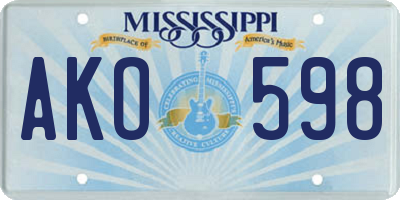 MS license plate AKO598