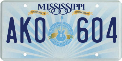 MS license plate AKO604