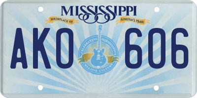 MS license plate AKO606