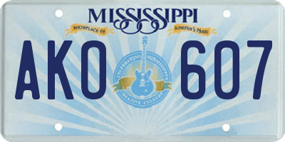 MS license plate AKO607