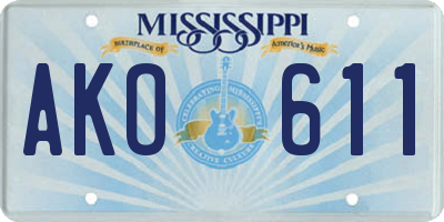 MS license plate AKO611