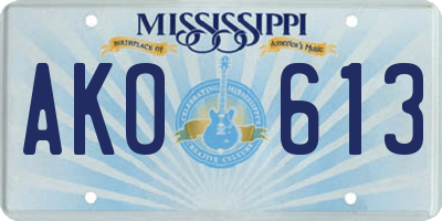 MS license plate AKO613
