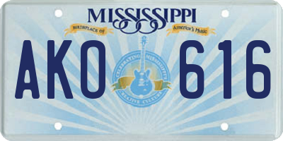 MS license plate AKO616