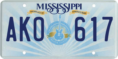 MS license plate AKO617