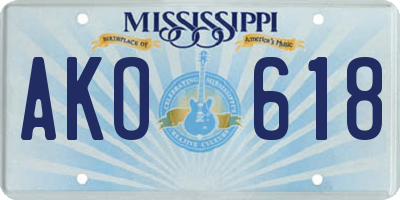 MS license plate AKO618