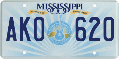 MS license plate AKO620