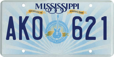 MS license plate AKO621