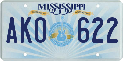 MS license plate AKO622
