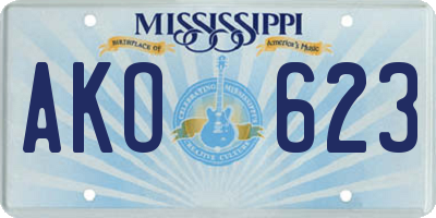 MS license plate AKO623