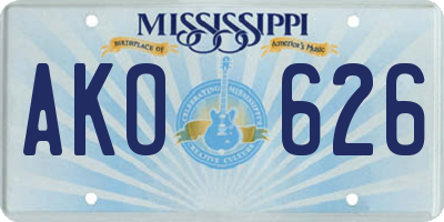 MS license plate AKO626