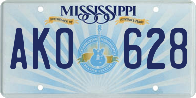 MS license plate AKO628