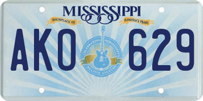 MS license plate AKO629