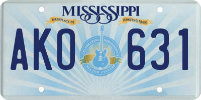 MS license plate AKO631