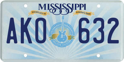 MS license plate AKO632