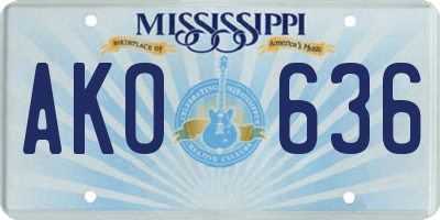 MS license plate AKO636