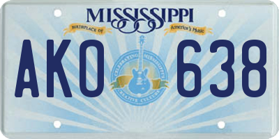 MS license plate AKO638