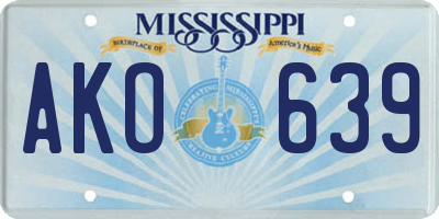 MS license plate AKO639