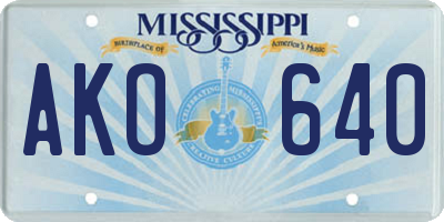 MS license plate AKO640