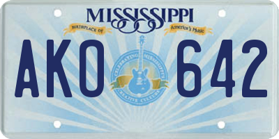 MS license plate AKO642