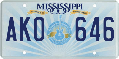 MS license plate AKO646