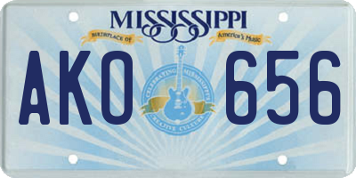 MS license plate AKO656