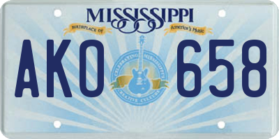 MS license plate AKO658