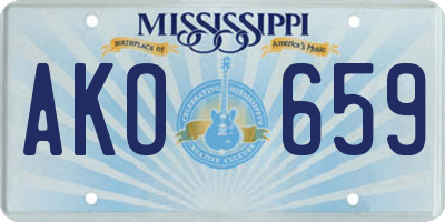 MS license plate AKO659