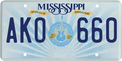 MS license plate AKO660