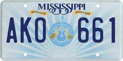 MS license plate AKO661