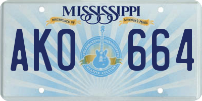 MS license plate AKO664