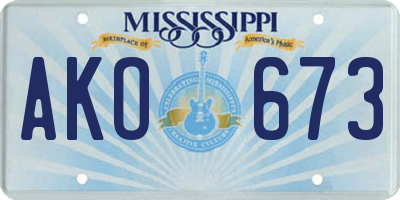 MS license plate AKO673