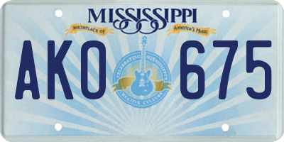 MS license plate AKO675