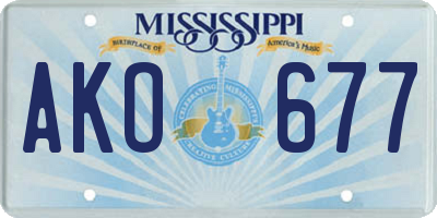MS license plate AKO677