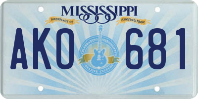 MS license plate AKO681