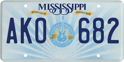 MS license plate AKO682