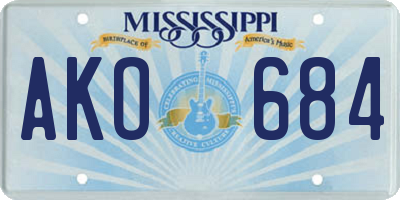 MS license plate AKO684