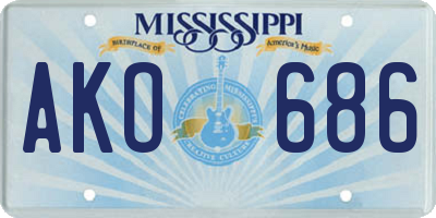 MS license plate AKO686